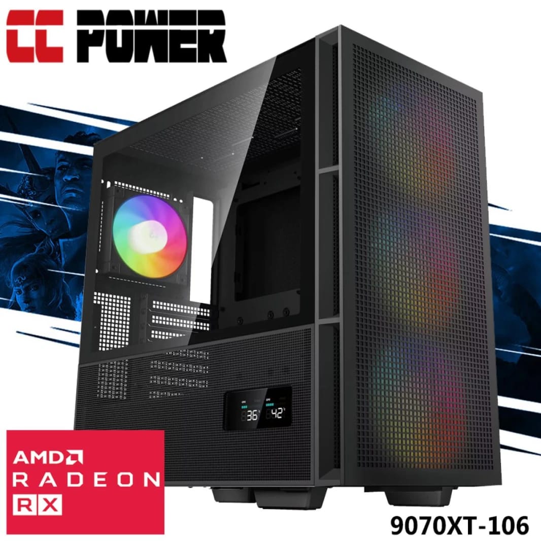 كومبيوتر ألعاب Cc Power 9070xt 106 مع معالج Intel Core Ultra 7 K وAMD Radeon RX 9070 Xt