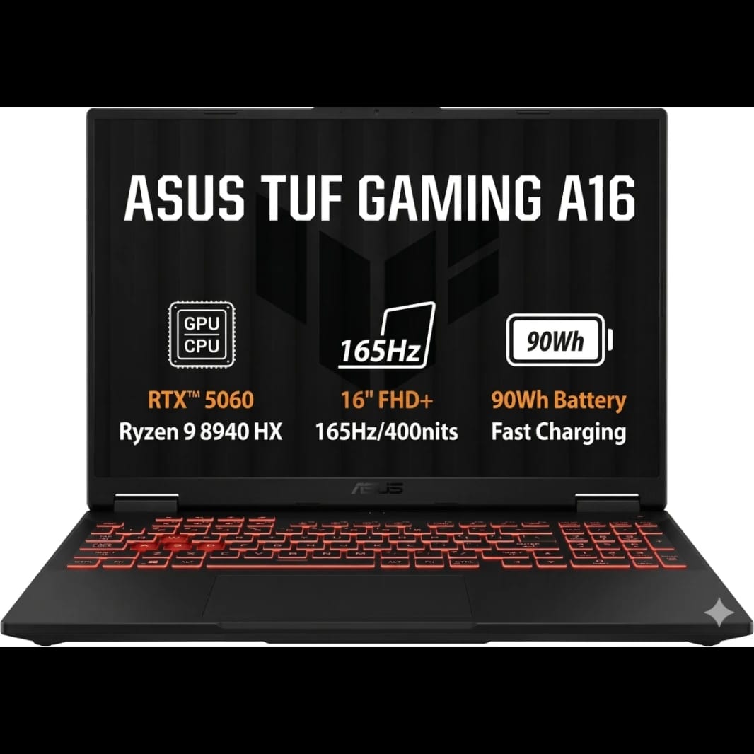 أسوس تاف جيمينغ A16 (2025) رايزن 9 8940HX مع RTX 5060 وشاشة 165 هرتز - جايجر غراي