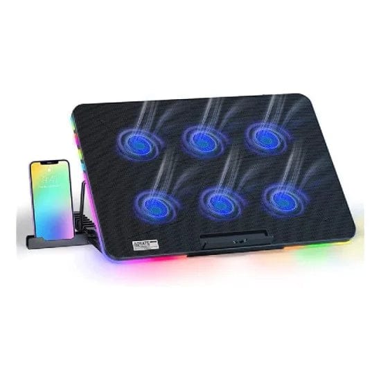 قاعدة تبريد اللابتوب X8 مع 6 مراوح LED صامتة وإضاءة RGB