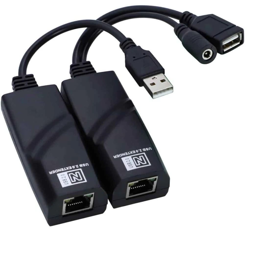 موسع USB 2.0 إلى RJ45 مع موزع USB بـ 4 منافذ - 100 متر