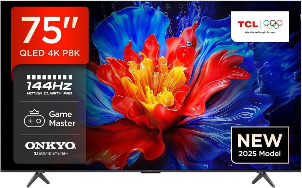 TCL 75 بوصة 4K 144 هرتز للألعاب QLED (75P8K)