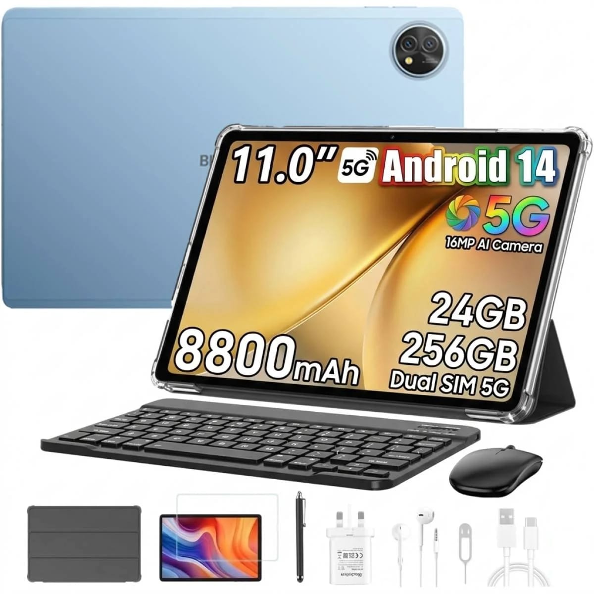 جهاز Blackview Zeno 10 اللوحي 5G AI، شاشة 11 بوصة، Unisoc T820، سعة 256 جيجابايت