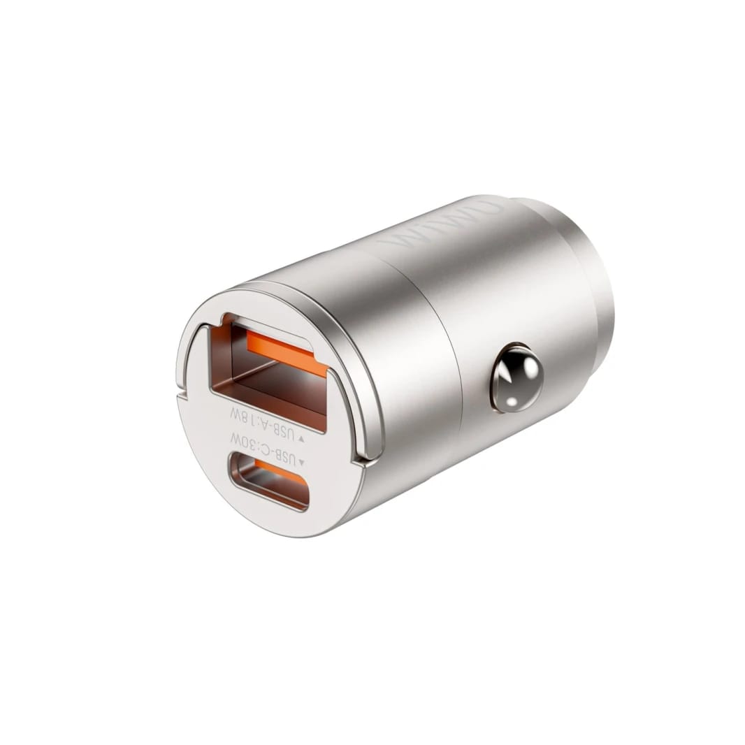شاحن سيارة سريع WIWU Nano A & C 30W موديل QC028 - تيتانيوم