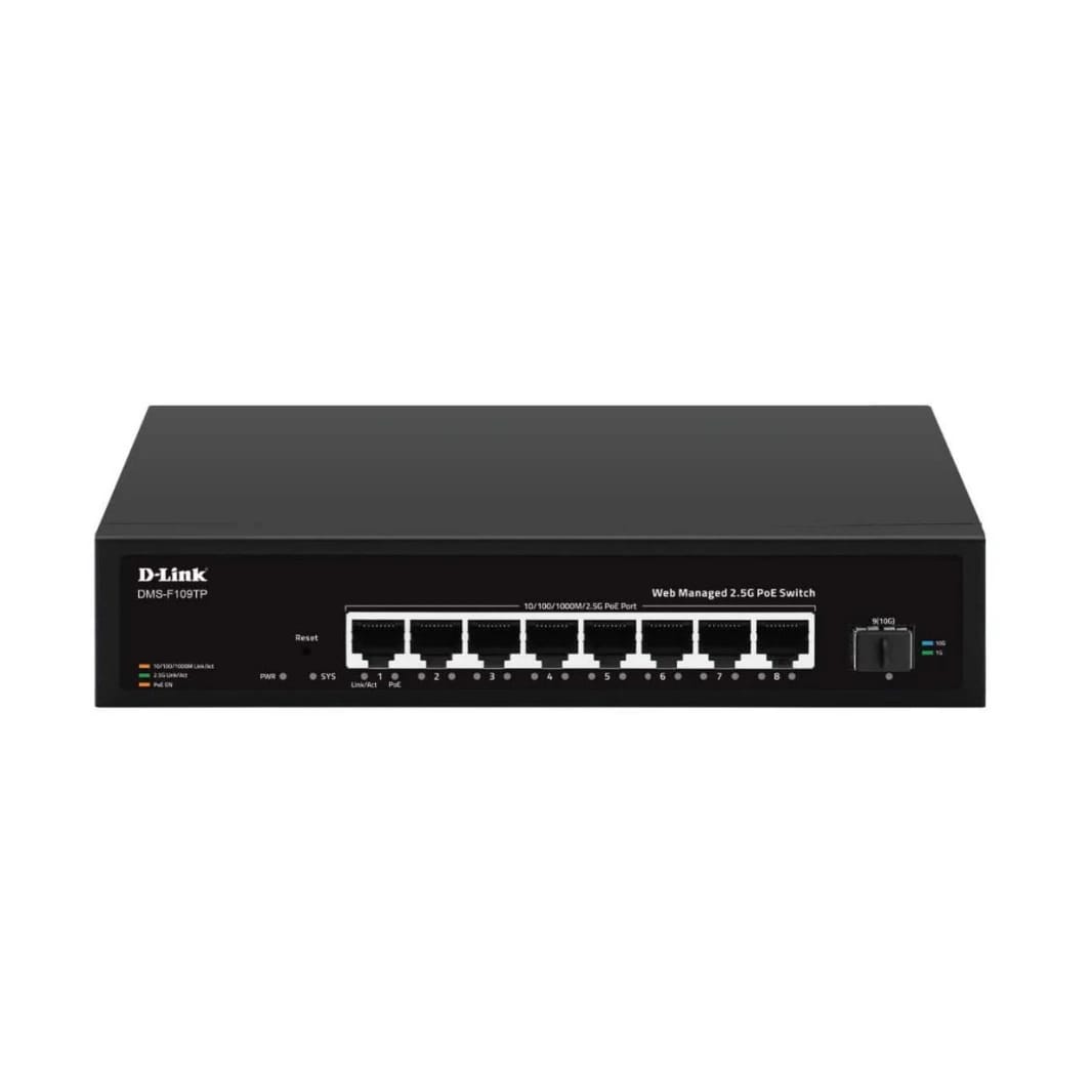 محول دي لينك DMS-F109TP بـ 8 منافذ PoE + 1 منفذ SFP+ وإدارة ويب