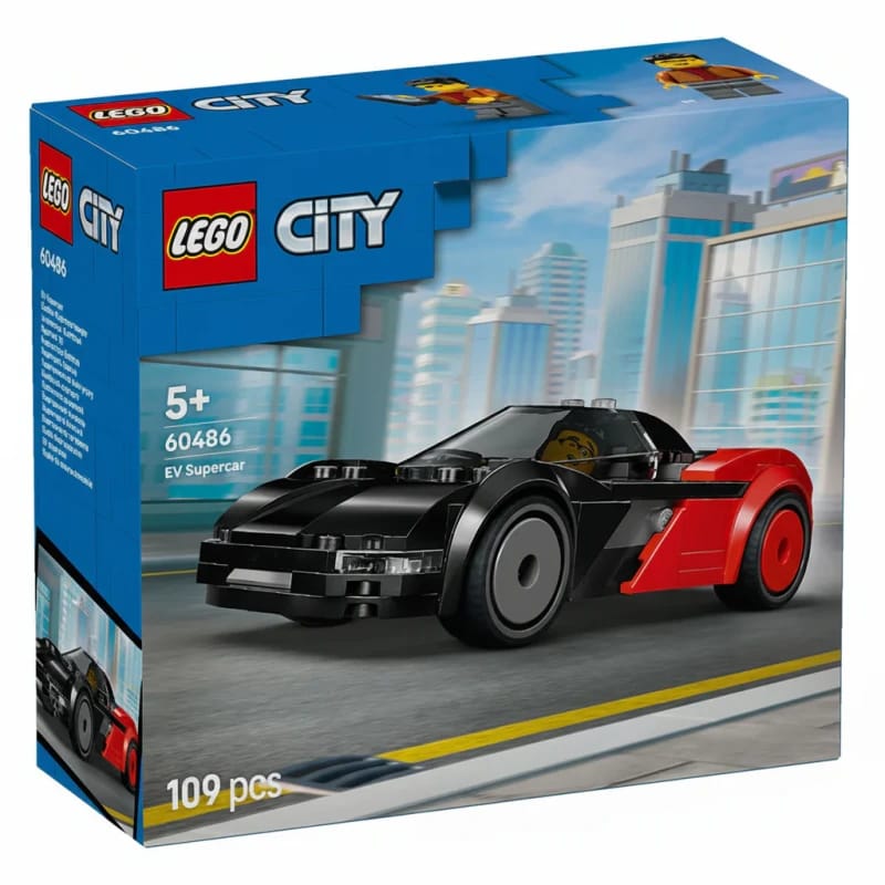 مجموعة بناء LEGO City EV Supercar 60486 سيارة رياضية كهربائية مع شخصية سائق 109 قطعة عمر 5+