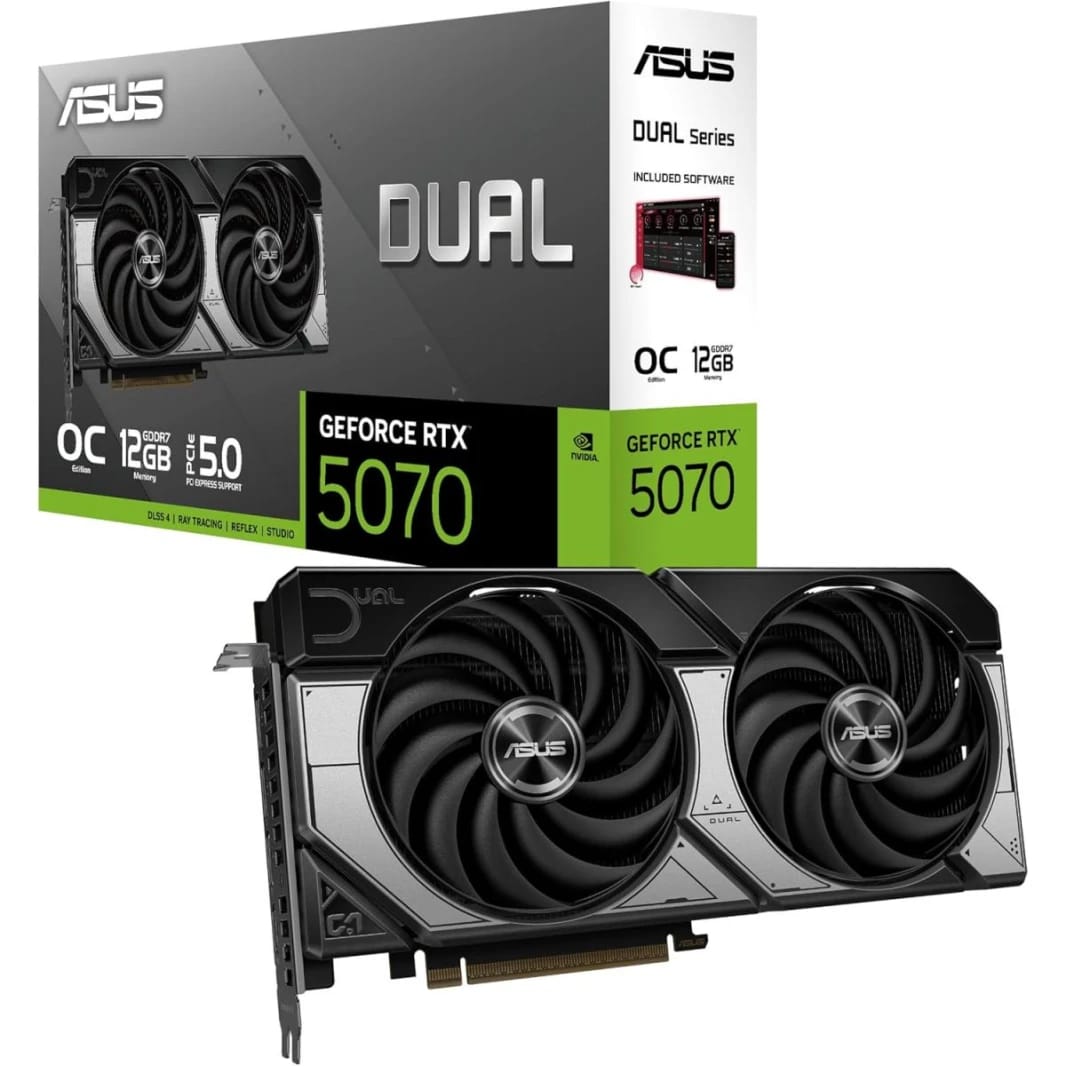 كرت شاشة ASUS Dual GeForce RTX 5070 OC إصدار 12GB GDDR7