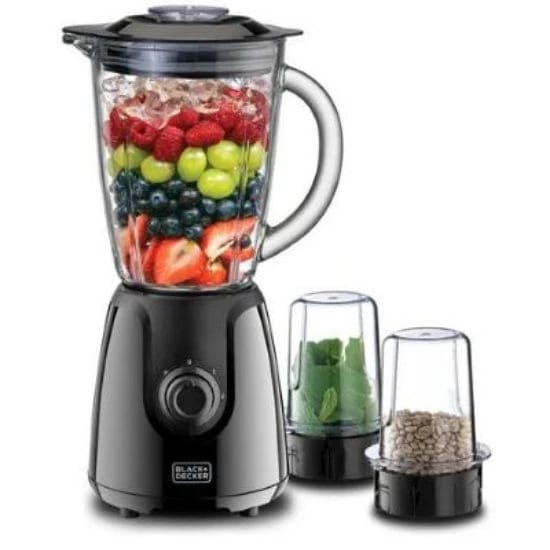 خلاط بلاك أند ديكر مع طاحونتين، 400 وات، 1.5 لتر، أسود