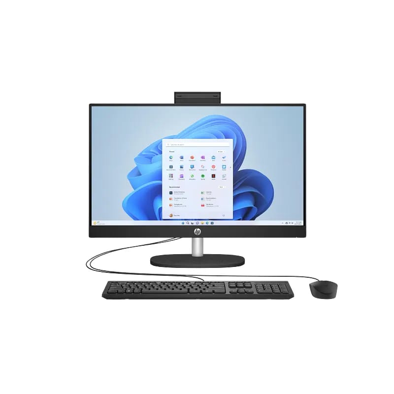 جهاز مكتبي متعدد الوظائف من HP بمعالج إنتل كور ألترا 7 155U، 8 جيجابايت، 512 جيجابايت، DOS، شاشة 23.8 بوصة FHD IPS، أسود مع ماوس ولوحة مفاتيح
