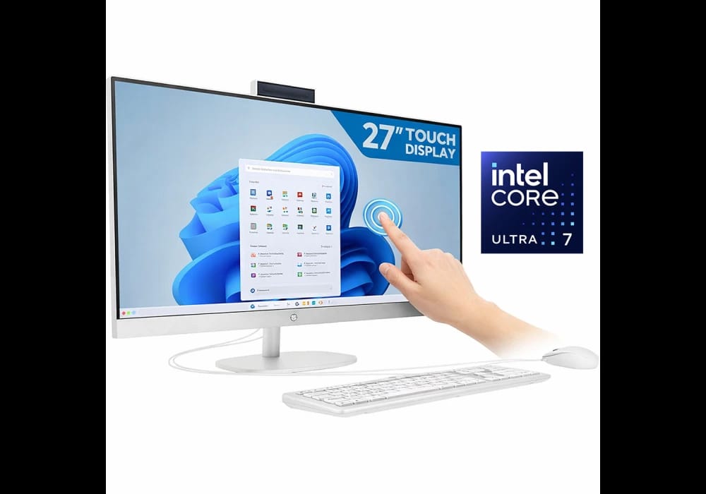 كمبيوتر الكل في واحد من إتش بي AI مقاس 27 بوصة، 12 نواة، 8 جيجابايت DDR5، 512 جيجابايت SSD، شاشة FHD تعمل باللمس