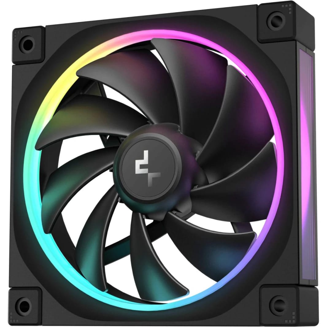 مروحة ديب كول FL12 بقياس 120 مم، بسرعة 2150 RPM، بنظام إضاءة RGB قابلة للتحكم، لون أسود