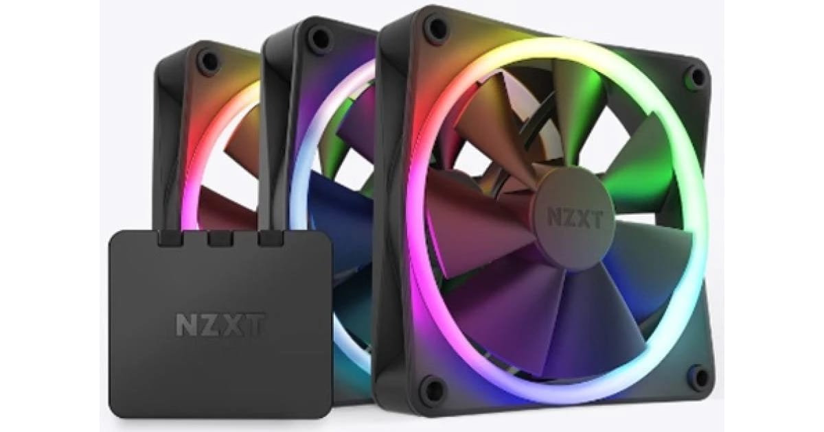 مراوح RGB NZXT F120 مزدوجة 3 في 1 باللون الأسود بوظيفة تدفق الهواء والتحكم