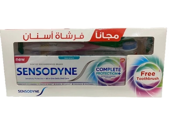 معجون أسنان سنسوداين للحماية الكاملة ونفس منعش + معجون أسنان سنسوداين متوسط ​​الحجم مجانًا