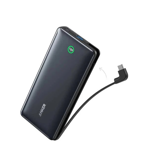 Anker Nano Power Bank (20K, 30W, Built-In USB-C Cable) A1387H11 - Black