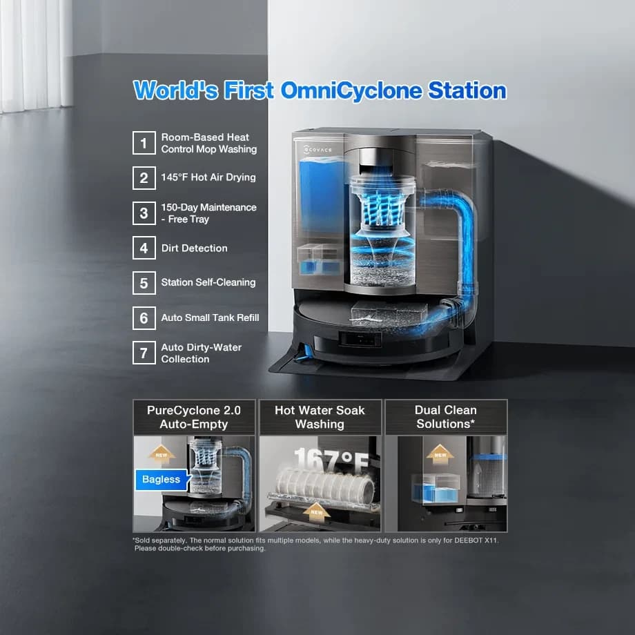ECOVACS DEEBOT X11 OmniCyclone مكنسة روبوت وممسحة